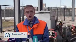 Укладка 100-метровых бесшовных рельсов на путь метрополитена