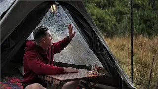 Perfect Rain Tent [ SOLO CAMPING in RAIN , ASMR ]