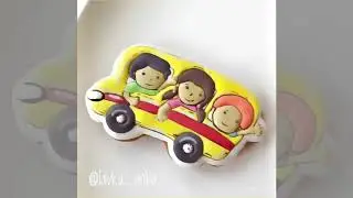 Пряник «Автобус с учениками» Роспись пряников ко Дню Знаний [мастер-класс]