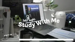 study with me | 1 HOUR late night study session (with soft piano music) 🌙