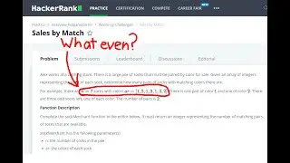 HackerRank Interview Prep Kit Problem 1: Sales by Match Walkthrough