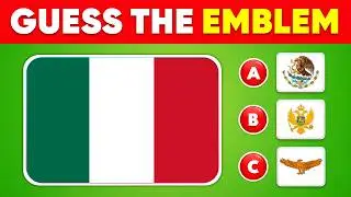 Guess the Country Emblem on the Flag 🏳️ | 50 Flags Quiz