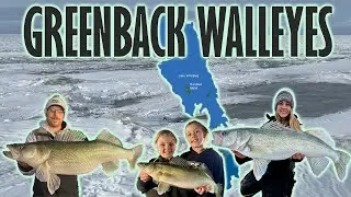 GIANT GREENBACK walleyes LAKE WINNIPEG ICE camping