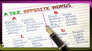 A to z opposite word | List of opposite words | Word opposite in english | Antonyms words