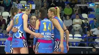 Here comes the BOOM! Katarina Lazovic of Vizura RUMA shocks the defence of Maritza PLOVDIV