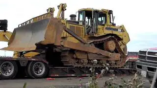 Cat D8R Unloading From Lowboy