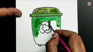Recycle bin drawing and coloring || Easy drawing for kids