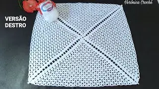 🤍Centro de mesa em croche com linha Charme/Ponto alongado/Passoa passo/Para iniciantes(Versão destro