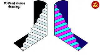 87. 3d illusion drawing in Computer Paint | Easy MS Paint illusion drawings
