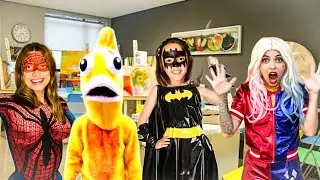 HARLEY QUINN, JOKER AND PENNY TURNED US INTO SPIDER-MAN, BATMAN AND A FISH - FACE PAINTING
