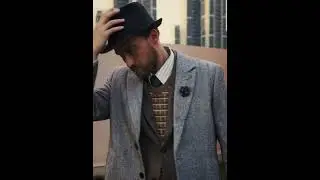 PJ PAUL JONES Men's Herringbone Wool Blend Long Overcoat Pea Coat with Brooch