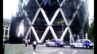 Julian Opie in Great St Helen's Square: Sculpture Space, London + Gherkin building