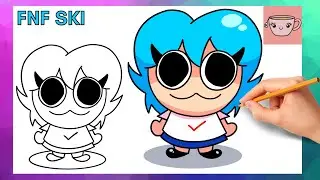 How To Draw Pow Sky (Ski) | Friday Night Funkin Mod | FNF | Step By Step Drawing Tutorial