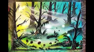 Mushroom Forest - Spray Paint ART TUTORIAL - Sacha Walker Art