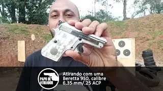 Shooting with a Beretta 950, 6.35 mm/.25 ACP caliber.