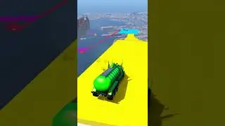 GTAV SPIDERMAN Epic New Stunt Race Challenge SUPERHERO Yellow, Pink, Red, Blue, Green Monster Truck