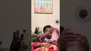 Baby Jezina 1st Mukbang Buldak noodles and baked chicken 