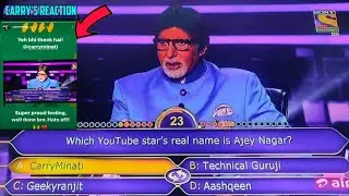 CARRY MINATI QUESTION IN KBC😱🔥CARRY'S REACTION