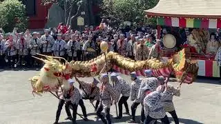 Asakusa Japan “gold dragon dance” performance.