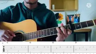 Heat waves- Glass Animals | Easy Fingerstyle guitar tutorial playthrough lesson with tabs