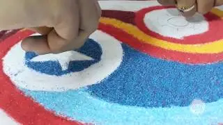 Avengers Rangoli in Yin Yang theme