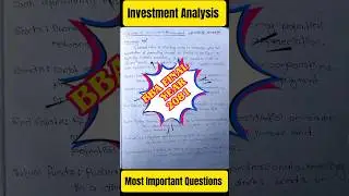BBA Final Year- Investment Analysis || Most Important Questions With Solutions 💯👍❣️#shorts