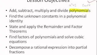 A Maths Chap 4 Polynomials and Partial Fractions - Introduction