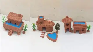 Amazing technique build miniature clay house || DIY