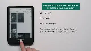 Navigation through Library on the PocketBook Basic Lux 3 (617)