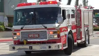 Newport Beach Fire Dept. Engine 62 (Reserve) & Medic 62 Responding from NEW Station 62
