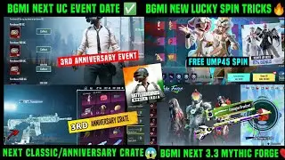 BGMI NEW UC EVENT DATE/BGMI ANNIVERSARY CRATE/NEXT MYTHIC FORGE 3.3 /M416 GLACIER NEXT CLASSIC CRATE