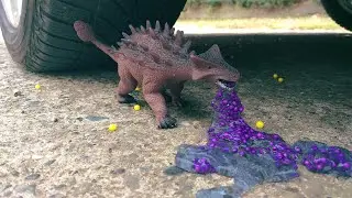 Experiment Car vs Dinosaur [Stegosaurus] TOY ASMR Crushing crunchy & soft things by car!