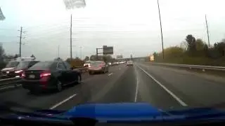 Guy crashes and then keeps driving