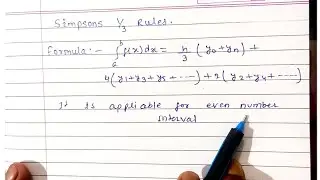 Simpson`s 1/3 Rule || Simpsons 1/3 rules in Hindi || simpson's 1/3 rule derivation || 