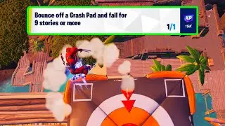 How to EASILY Bounce off a Crash Pad and fall for 9 stories or more | Fortnite Challenge Guide