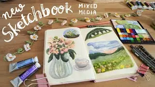 chill Gouache sketch with me 🌸 spring inspired sketchbook spreads
