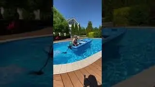 Outboard motor battery GREENWORKS in operation \ Лодочный мотор аккумуляторный GREENWORKS в работе