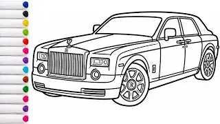 Learn To Draw Rolls Royce Car Step by Step for Kids | Car Drawing Tutorial | Coloring Page  