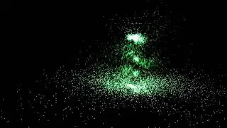 Green particles VFX effect in black screen