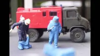 Diorama, Feuerwehr der Bundeswehr von Jürgen Salomon im Maßstab 1:87