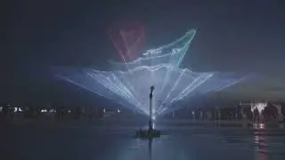 Лазерное шоу на зимнем фонтане. Живи на Байкале.