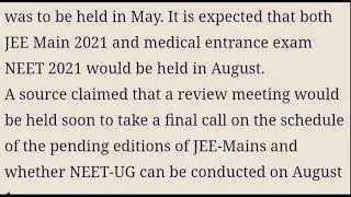 JEE MAIN 2021 Expected Dates
