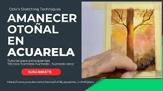 Como pintar amanecer otoñal en acuarela para principiantes paso a paso