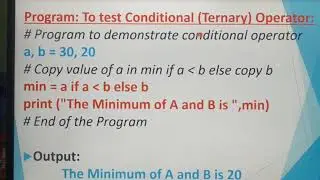 Conditional operator in Python, part 9, Chapter 5, Unit 2, in tamil, .A.Jaya Mabel Rani