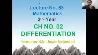 2nd Year Math, Ch 2, Introduction of Differentiation, Instantaneous Rate of Change  -12th Class Math