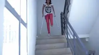 Beautiful LBK amputee girl crutching scenes
