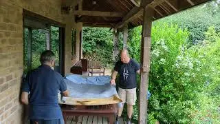 Timelapse of my father and me re-covering a Rover 75 headlining.