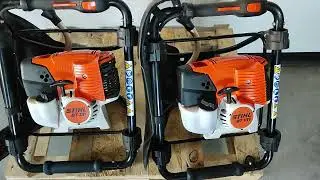 Sound of two Stihl BT131 earth auger engines