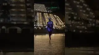 Weird blue woman walking on the beach at night?! #vfx #aftereffects