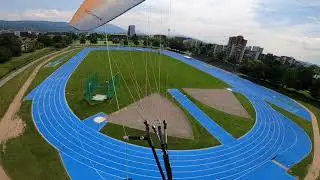 How to land a paraglider in a stadium @greenpeace